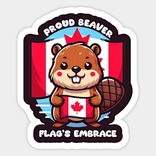 proud beaver flags embrace Sticker